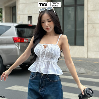 Áo croptop 2 dây cột nơ nhún eo tiqi jeans a200