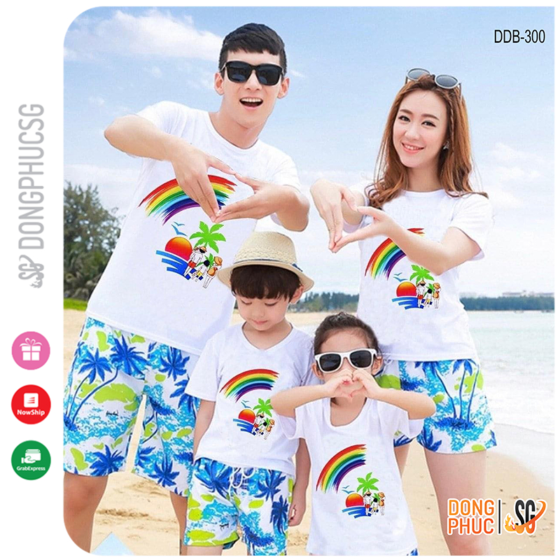 Đồ đi biển gia đình - Nguyên set gồm áo và quần hoạ tiết nổi bật để đi biển cho hội nhóm cặp đôi DDB300 | DONGPHUCSG