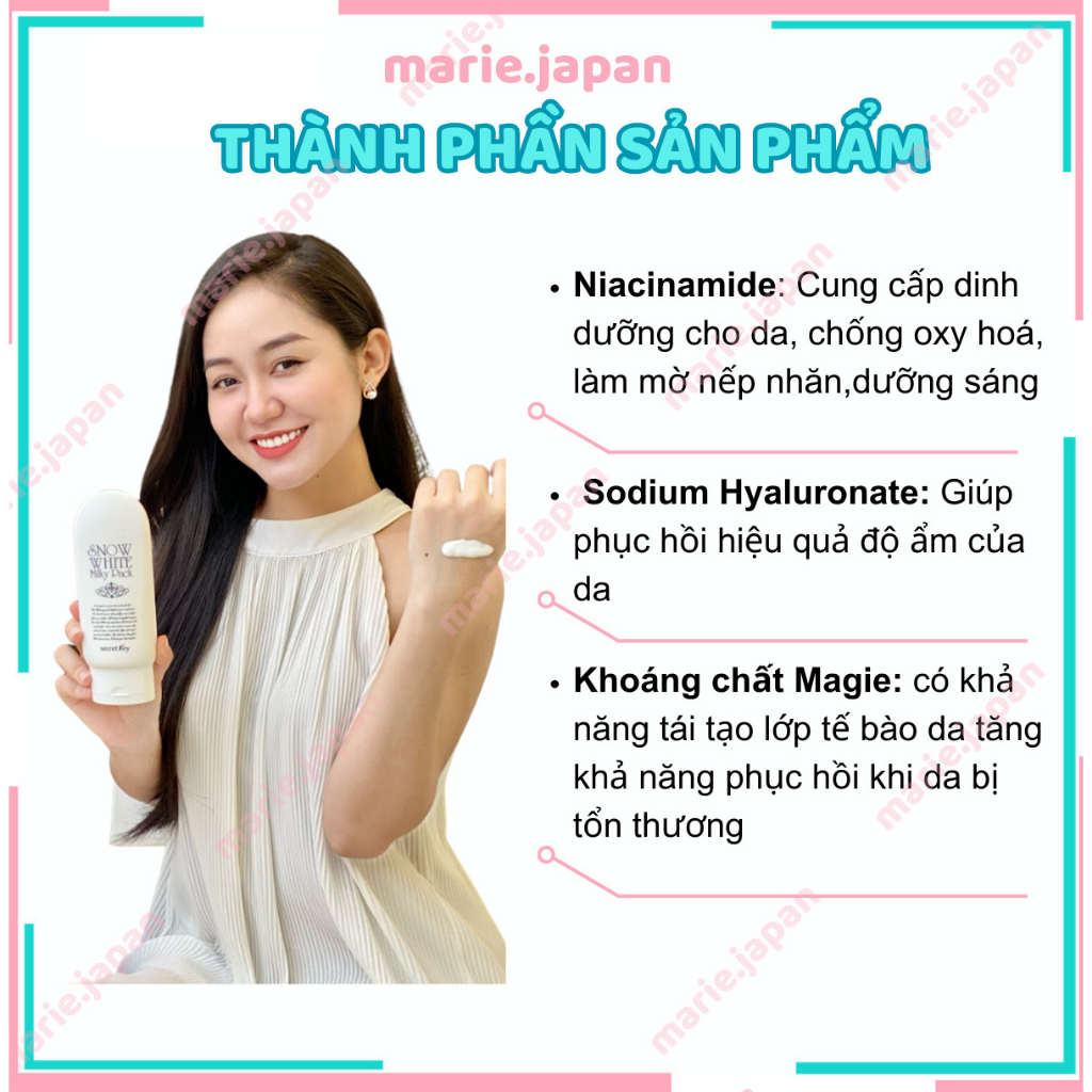 Kem Ủ Trắng Nâng Tông Da, Chống lão hóa  Secret Key Snow White Milky Pack - Hộp 200g