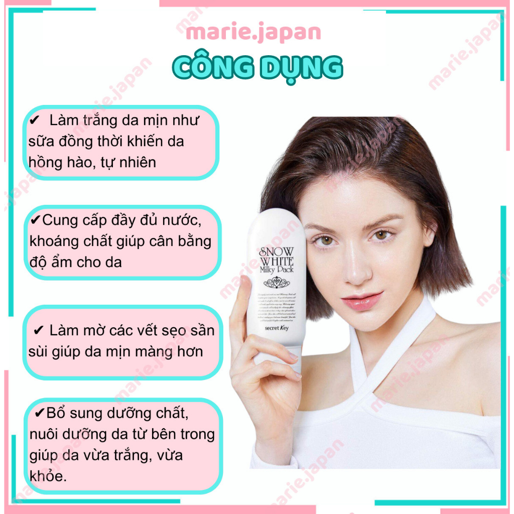 Kem Ủ Trắng Nâng Tông Da, Chống lão hóa  Secret Key Snow White Milky Pack - Hộp 200g