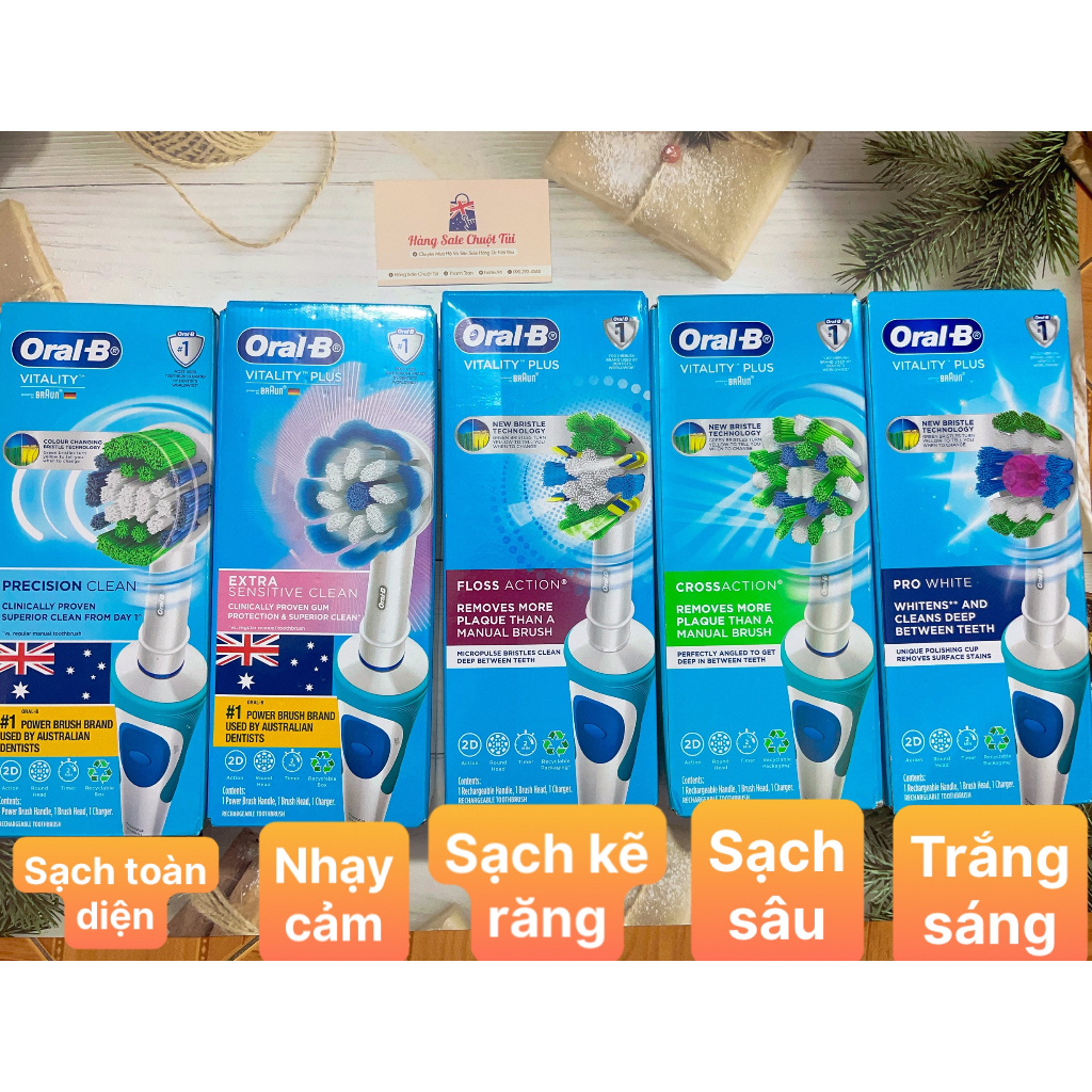 Bàn chải điện Oral B Vitality Úc nội địa đủ loại - Tặng kèm chui chuyển đổi