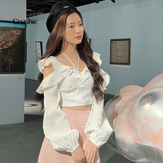 Áo kiểu Crushie dáng croptop tay dài cách điệu Lilly