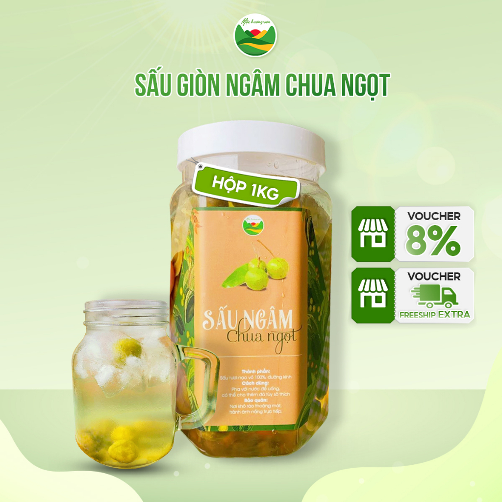 Sấu ngâm đường và gừng thương hiệu Mộc Hương Sơn, hương vị chua ngọt giòn ngon hộp 1,2 kg đặc sản Hà Nội.