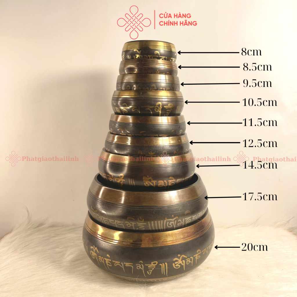 Chuông Xoay Nepal - Bát Hát Tây Tạng Nhiều Size - Cửa Hàng Phật Giáo Thái Linh