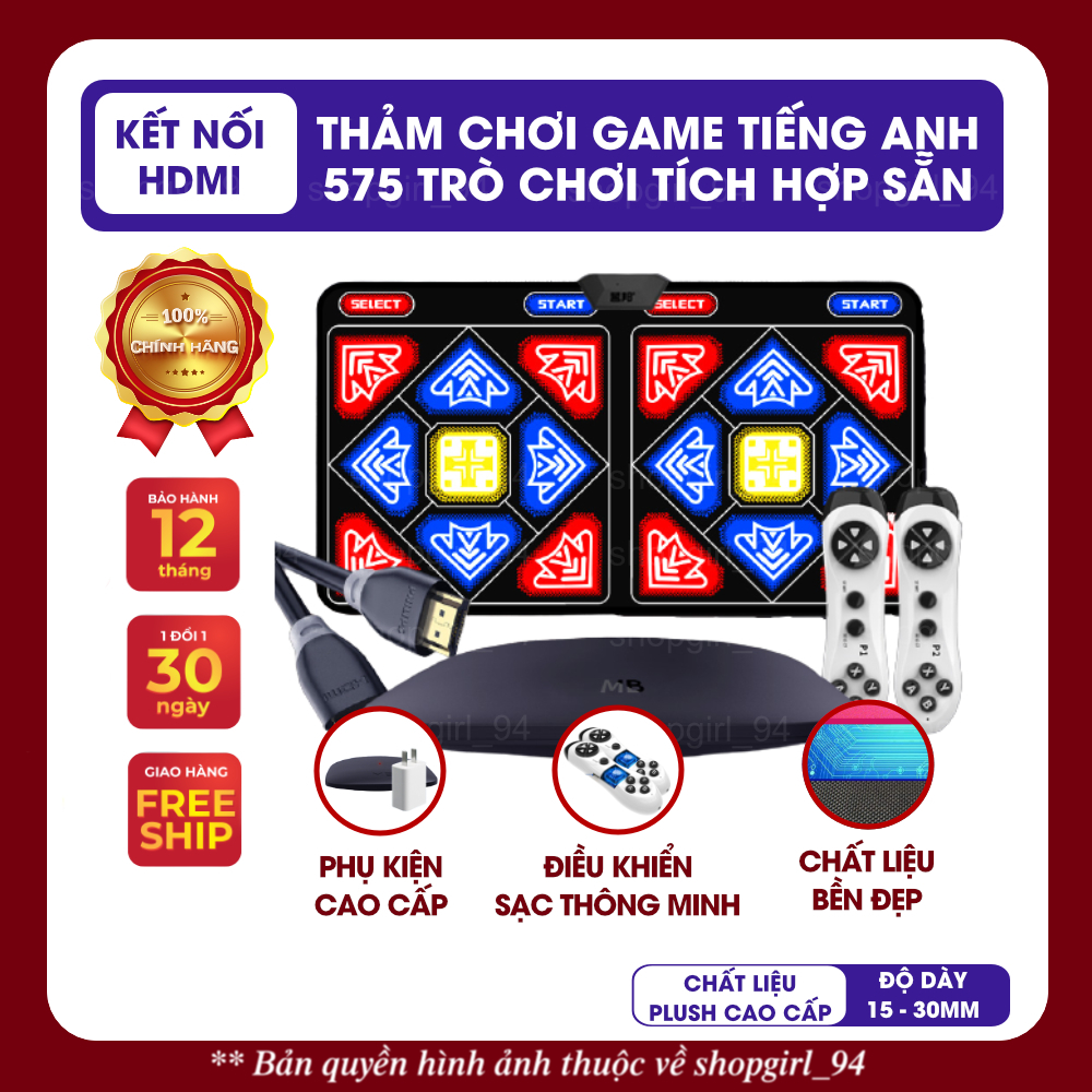 Thảm chơi game kết nối tivi tiếng Anh bản quốc tế dễ sử dụng, kết nối không dây HDMI