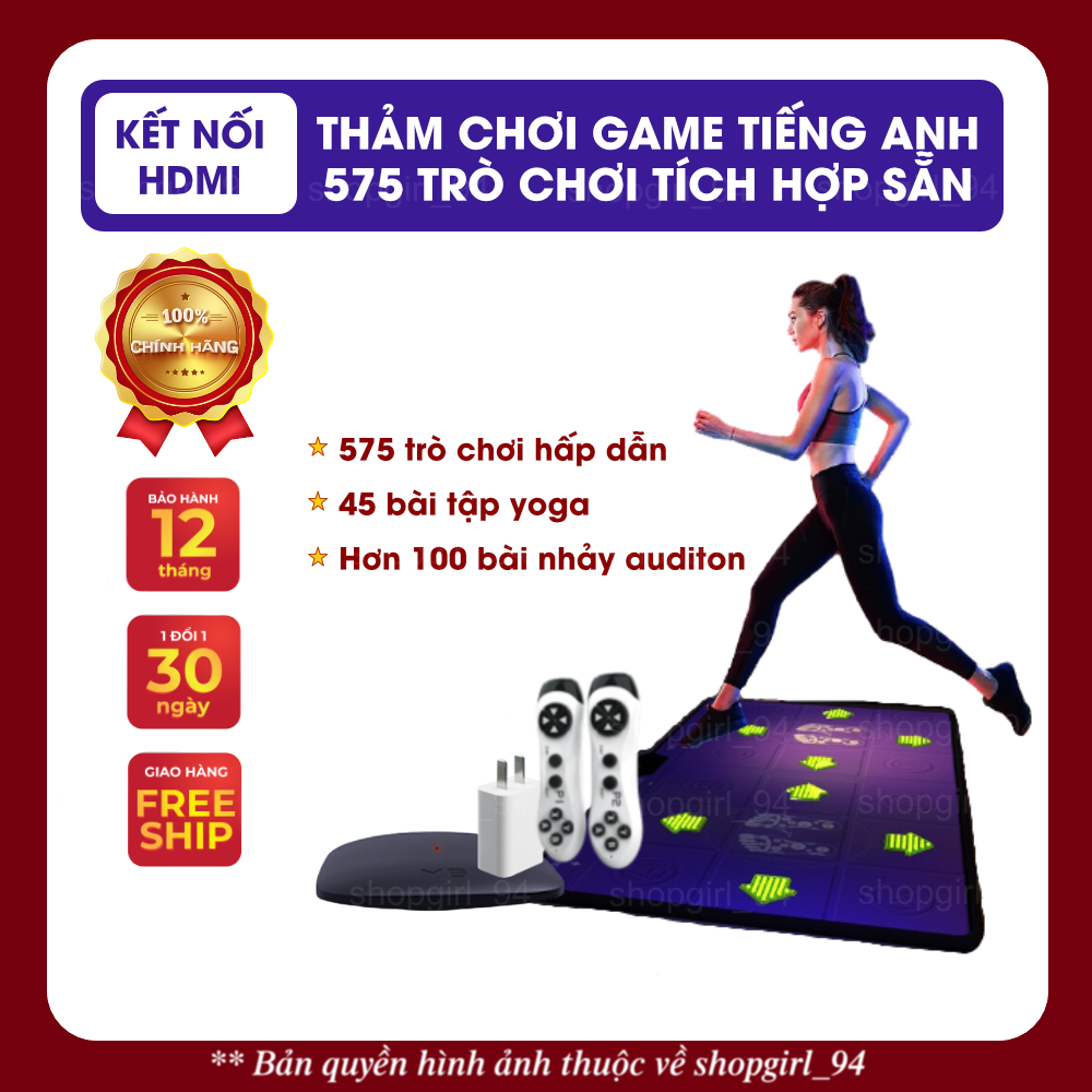 Thảm chơi game kết nối tivi tiếng Anh bản quốc tế dễ sử dụng, kết nối không dây HDMI
