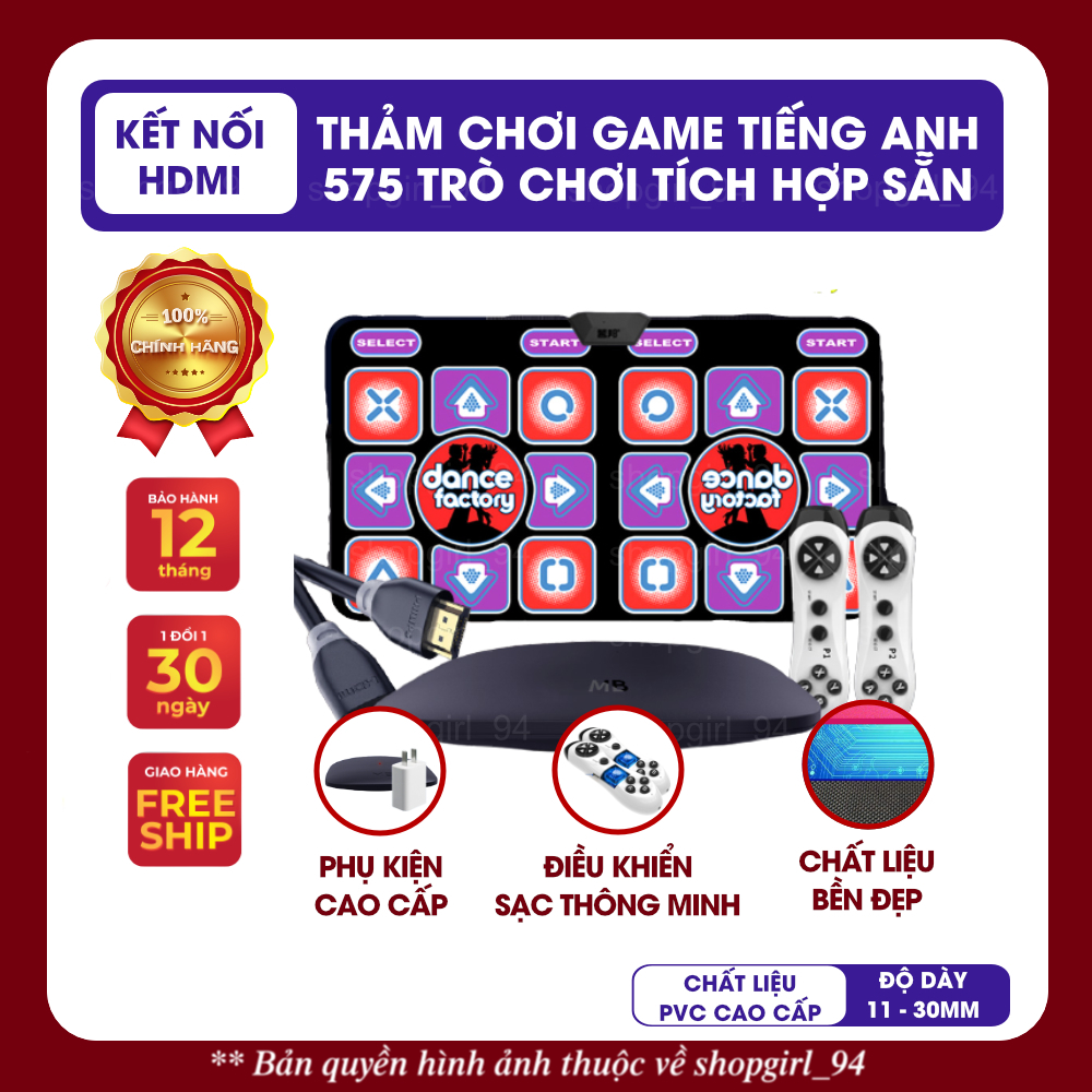 Thảm chơi game kết nối tivi tiếng Anh bản quốc tế dễ sử dụng, kết nối không dây HDMI