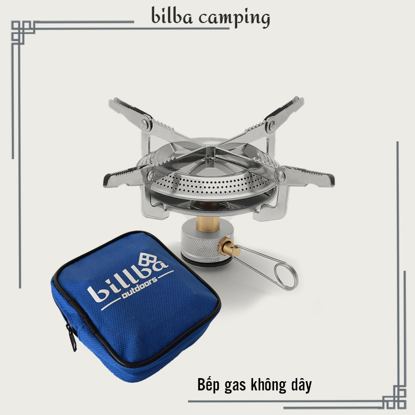 Bếp gas cắm trại dã ngoại mini bằng thép không gỉ phù hợp với các chuyến du lịch phượt BB4414 - Billba Camping