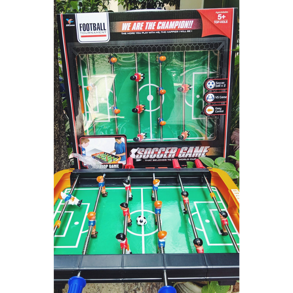 Đồ chơi bi lắc vui nhộn cho trẻ, bàn bóng đá nhiều kích cỡ cho 2 người chơi, 6 tay cầm chắc chắn, 2 bóng kèm theo