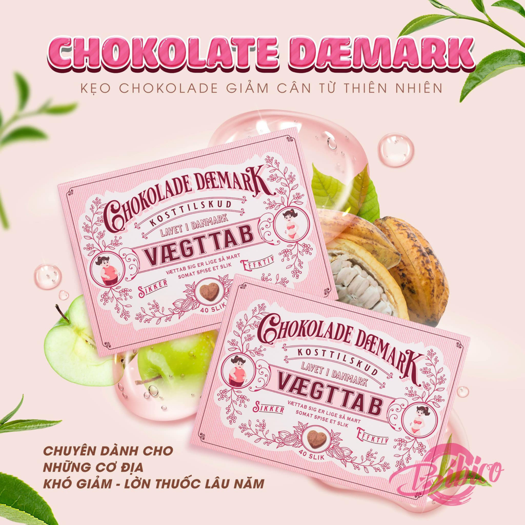 Kẹo socola giảm cân Chokolade Vaegttab, bản mới màu hồng, giảm mỡ giảm béo nhanh, an toàn, hiệu quả