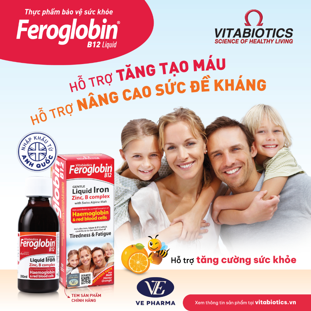 Bộ Sản Phẩm Vitabiotics Cho Bé OSTEOCARE Chắc Khỏe Xương 200ML Và FEROGLOBIN B12 Bổ Sung Sắt 200ML