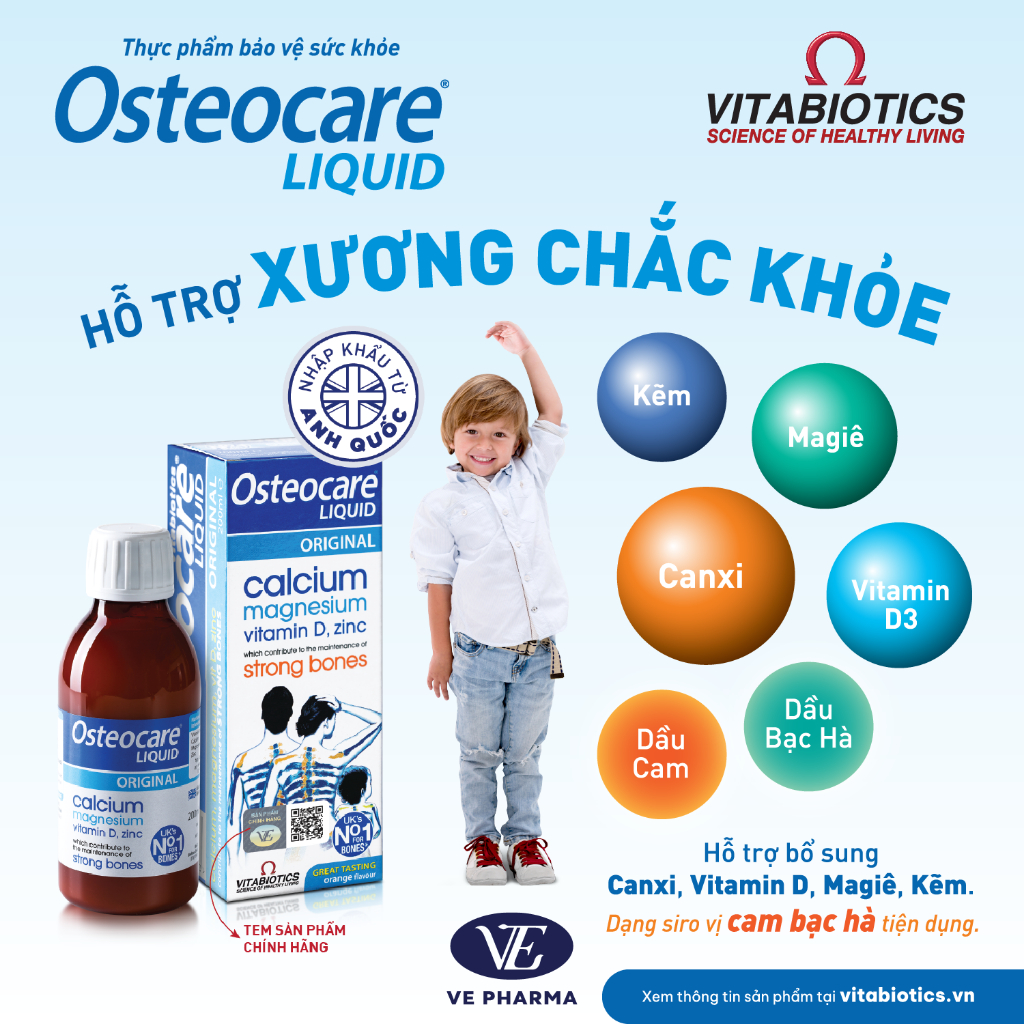 Bộ Sản Phẩm Vitabiotics Cho Bé OSTEOCARE Chắc Khỏe Xương 200ML Và FEROGLOBIN B12 Bổ Sung Sắt 200ML