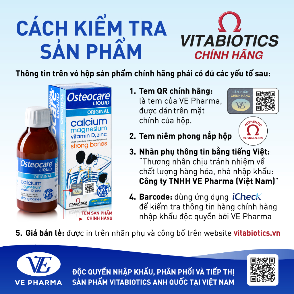 Bộ Sản Phẩm Vitabiotics Cho Bé OSTEOCARE Chắc Khỏe Xương 200ML Và FEROGLOBIN B12 Bổ Sung Sắt 200ML