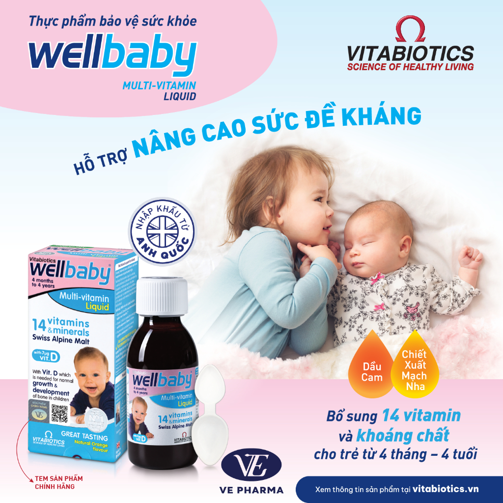 Bộ Sản Phẩm Vitabiotics Cho Bé OSTEOCARE Chắc Khỏe Xương 200ML Và WELLBABY Tăng Cường Sức Đề Kháng 150ML