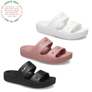 dép quai ngang nhựa cá sấu crocs baya đế cao 4cm cho nữ đi mưa, lội nước, đi biển, chống hôi chân