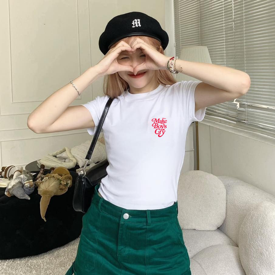 Áo thun baby tee basic Makes Boys Cry dáng crop 100% cotton 2 chiều 230gsm