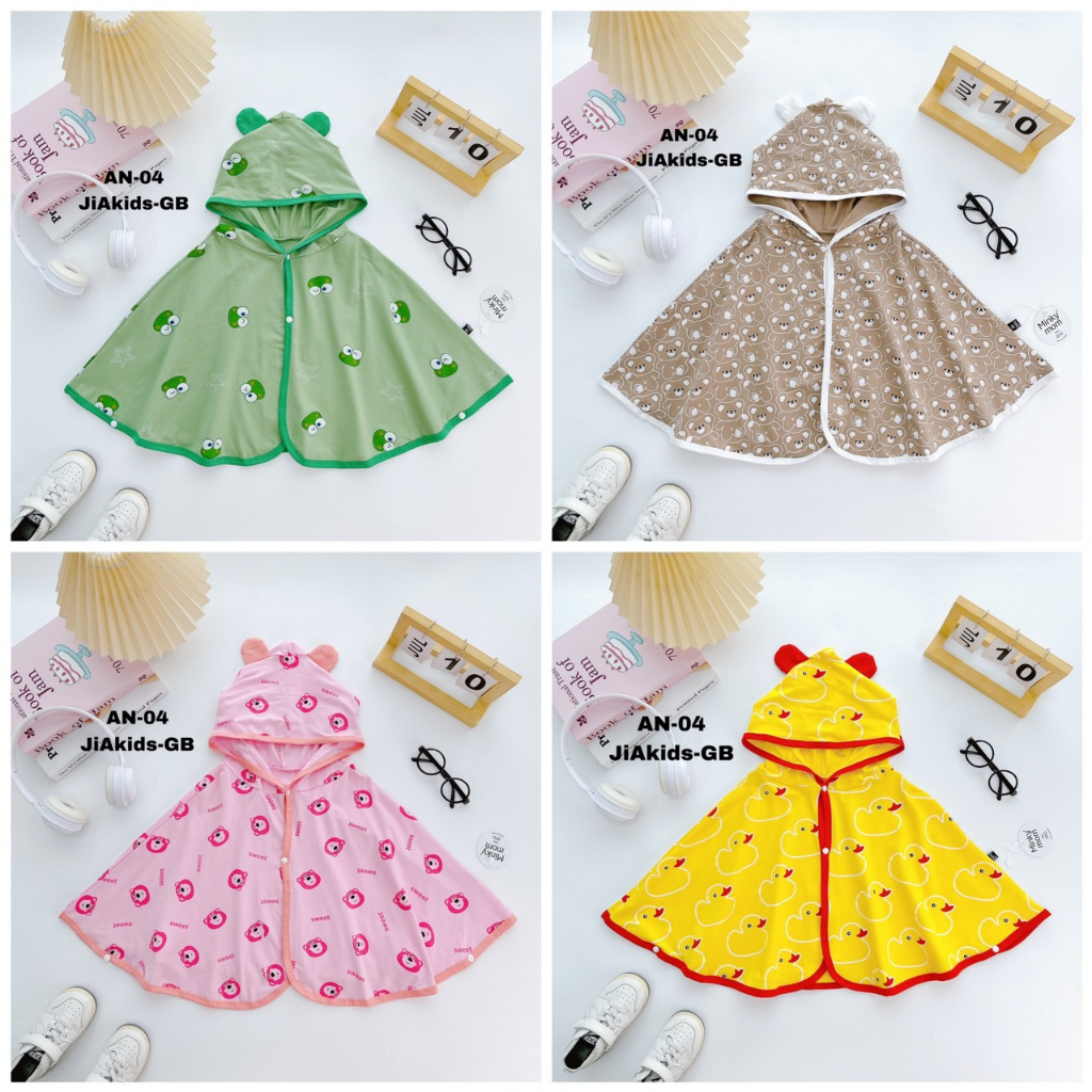 Áo Choàng Chống Nắng COTTON 100% MINKY MOM In Hình Toàn Thân Dễ Thương Cho Bé AN-04
