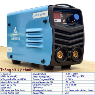 Máy hàn que điện tử Ziziweld Zarc 2500 máy hàn điện tử mini gia đình hàn que 2.5mm hàng chính hãng