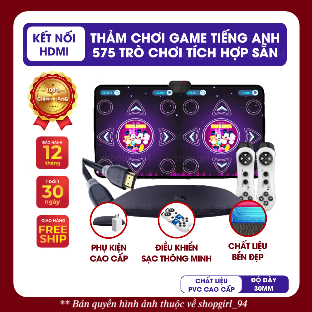 Thảm chơi game kết nối tivi tiếng Anh bản quốc tế dễ sử dụng, kết nối không dây HDMI