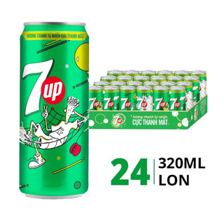 Thùng 24 lon nước ngọt có ga 7up vị chanh 330ml