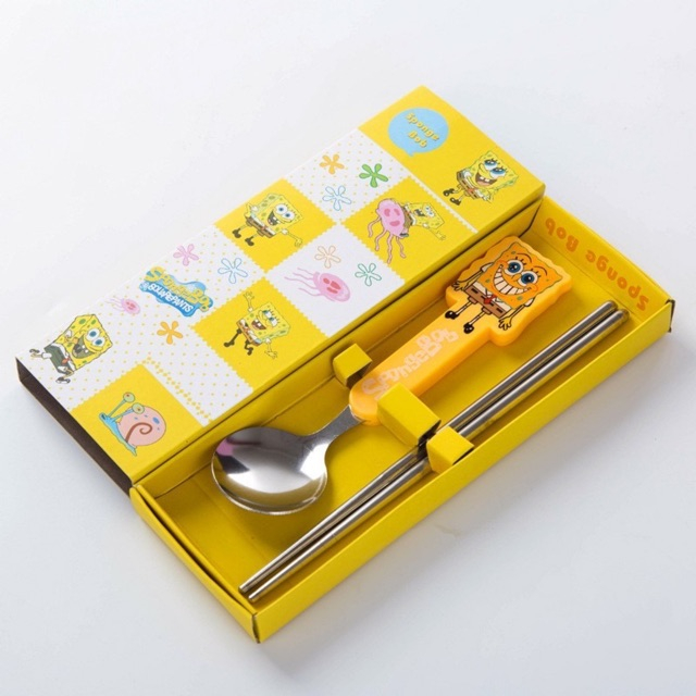 Bộ đũa thìa inox cán nhựa cho bé