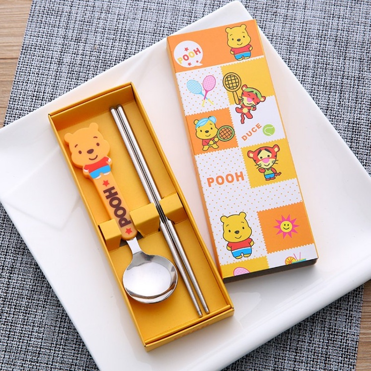 Bộ đũa thìa inox cán nhựa cho bé