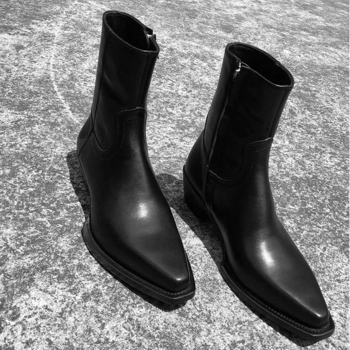 Giày SANTIAGO Boots Da Bò Nguyên Tấm Nhập Khẩu Đế Gỗ Cao 5cm