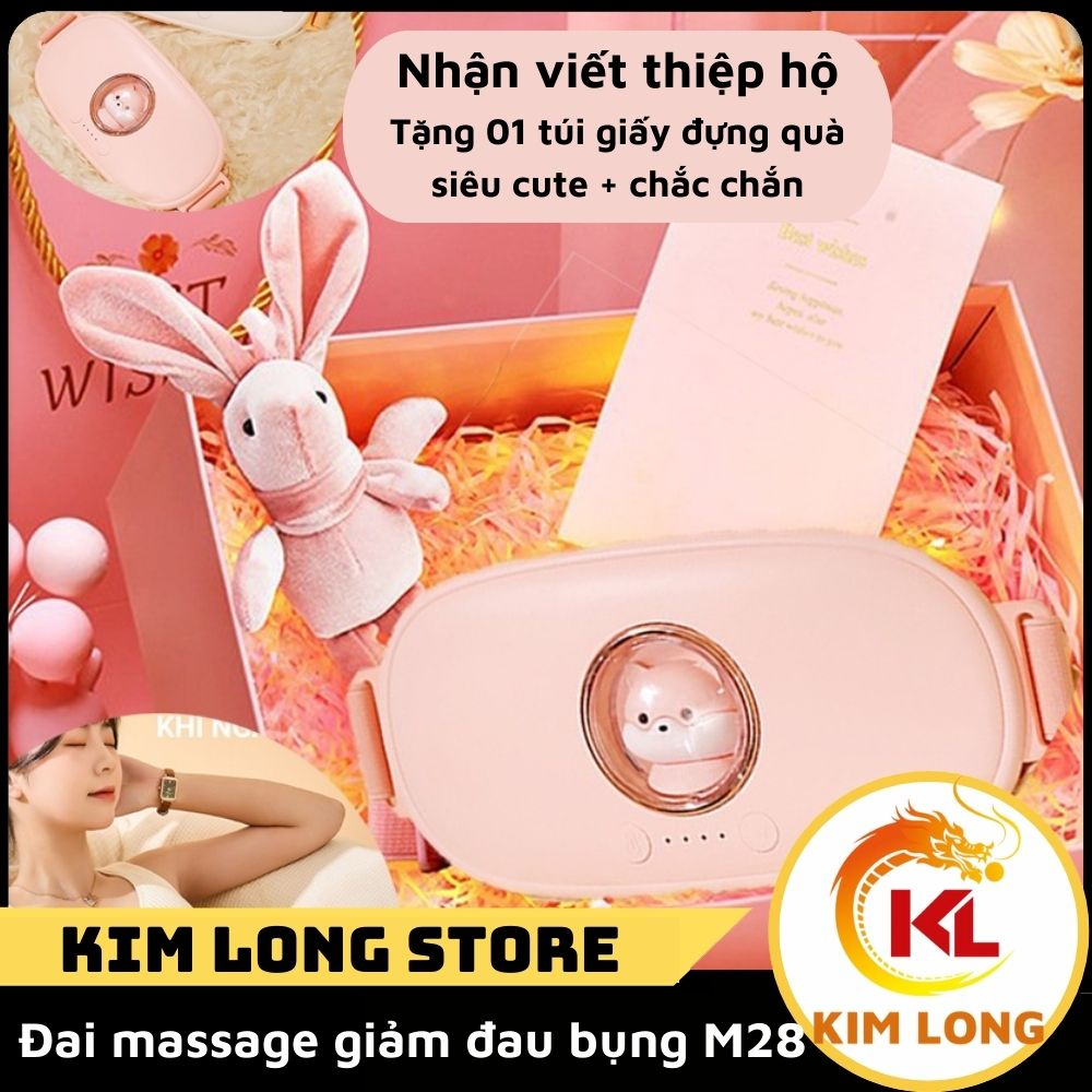 Máy massage bụng kinh làm ấm bụng giảm đau cho phụ nữ đến kì làm ấm nhanh , massage rung kèm hộp quà tặng - đai massage