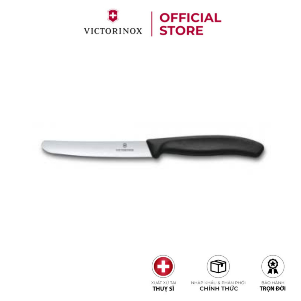 Dụng cụ bếp hiệu Victorinox 6.7803 cán đen, lưỡi dài 11cm (black, straight blade, round tip)