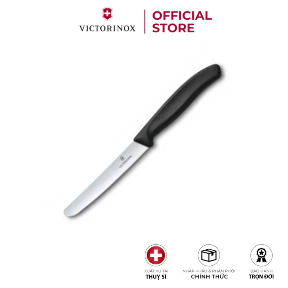 Dụng cụ bếp hiệu Victorinox 6.7803 cán đen, lưỡi dài 11cm (black, straight blade, round tip)