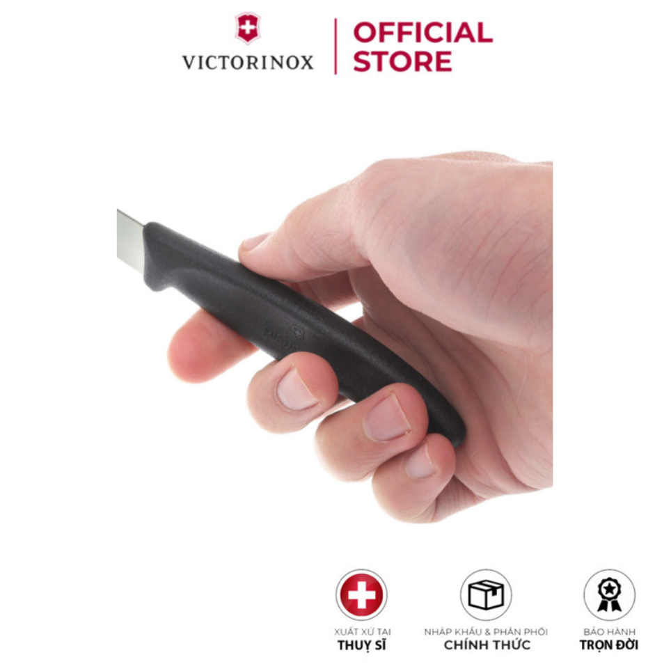 Dụng cụ bếp hiệu Victorinox 6.7803 cán đen, lưỡi dài 11cm (black, straight blade, round tip)