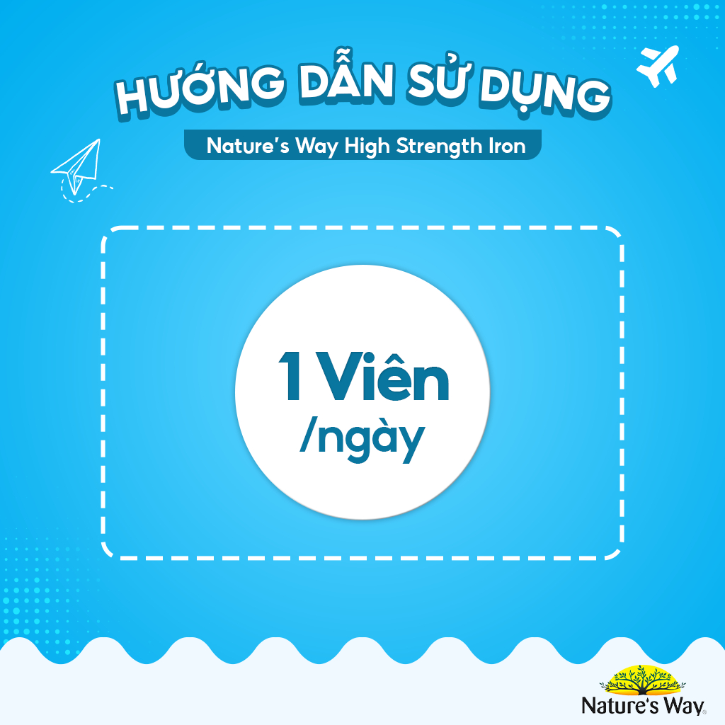 Viên Uống Sắt Hữu Cơ Nature’s Way High Strength Iron Cung Cấp Vitamin C Và B12 Hỗ Trợ Tuần Hoàn Máu Cho Người Lớn 30v/h