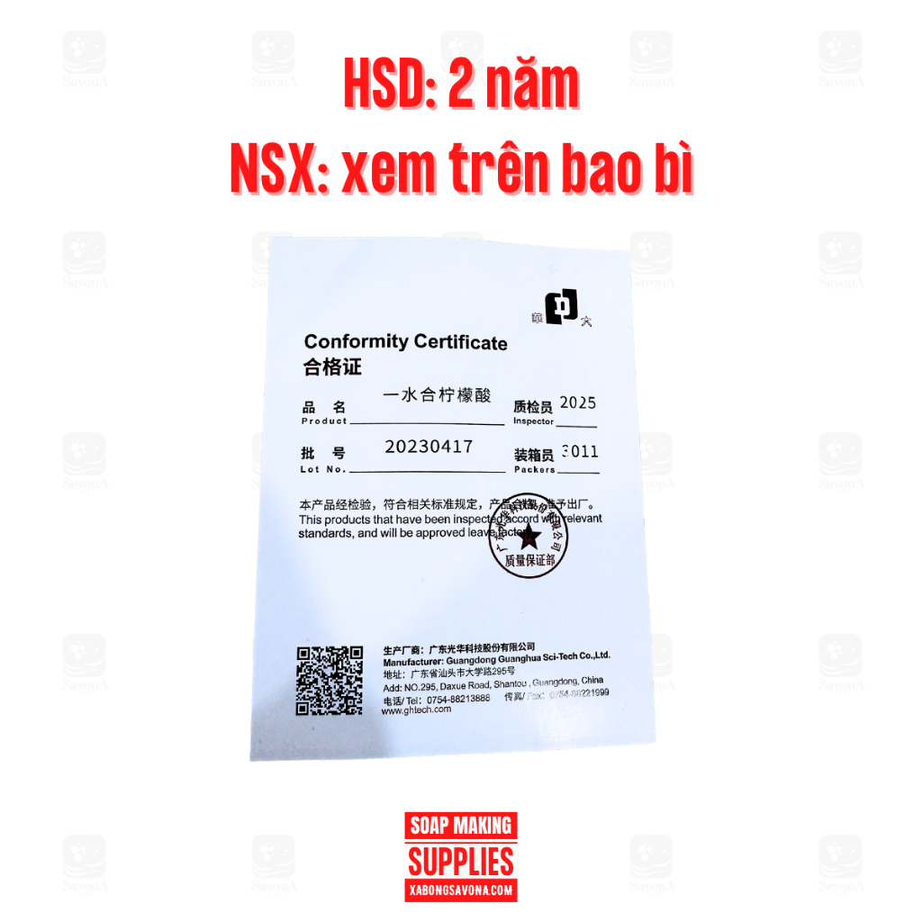 Acid Citric 500g JHD- Axit Chanh - Bột Tạo Chua - Bột Chanh - Chất Điều Chỉnh pH Cho Thực Phẩm, Nguyên Liệu Làm Xà Phòng