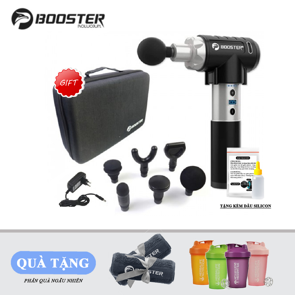 Súng Massage Booster PRO 2 - 9 cấp độ - 6 đầu cắm – Công suất 135W