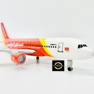 Mô hình máy bay vietjet airline 20cm có bánh trưng bày sưu tầm