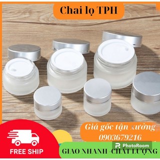 Hũ Chiết Mỹ Phẩm  Hủ đựng kem thủy tinh mờ nắp bạc 5g,10g,15g,20g,30g,50g, phụ kiện du lịch