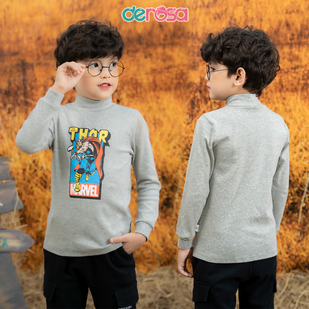 Áo thun thu đông cao cổ dài tay cho bé trai DEROSA KIDS áo cổ lọ cho bé từ 2-6 tuổi AWKDD803A