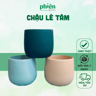 Chậu gốm tráng men Bát Tràng trồng cây mini, Chậu Lê Tâm