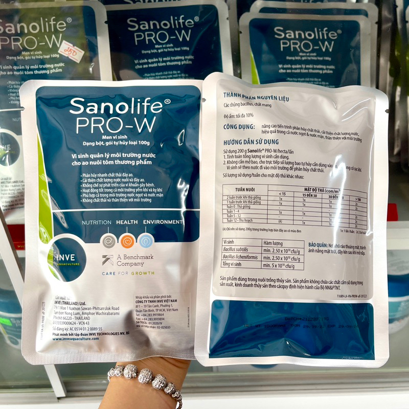 Pro w INVE Men vi sinh xử lý đáy, nước - Sanolife Pro-W dành cho tôm,cá