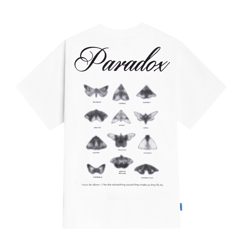 Áo thun form rộng Paradox tay lỡ - Unisex - In hình - MOTHS TEE - Đen, Trắng