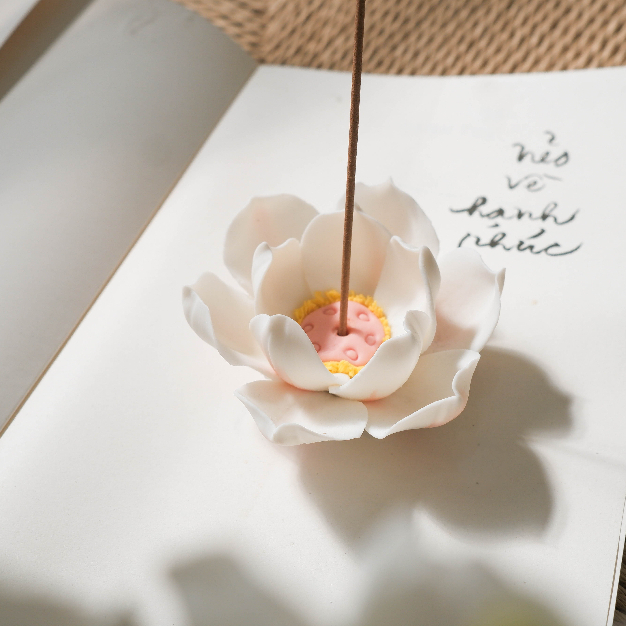 Hoa Sen Cắm Nhang Bằng Gốm, Cắm Nhang Hoa Sen Trang Trí Bàn Trà, Bàn Làm Việc, Phòng Thờ, Phòng Thiền