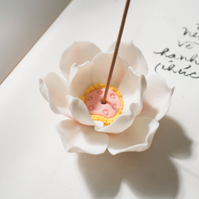 Hoa Sen Cắm Nhang Bằng Gốm, Cắm Nhang Hoa Sen Trang Trí Bàn Trà, Bàn Làm Việc, Phòng Thờ, Phòng Thiền