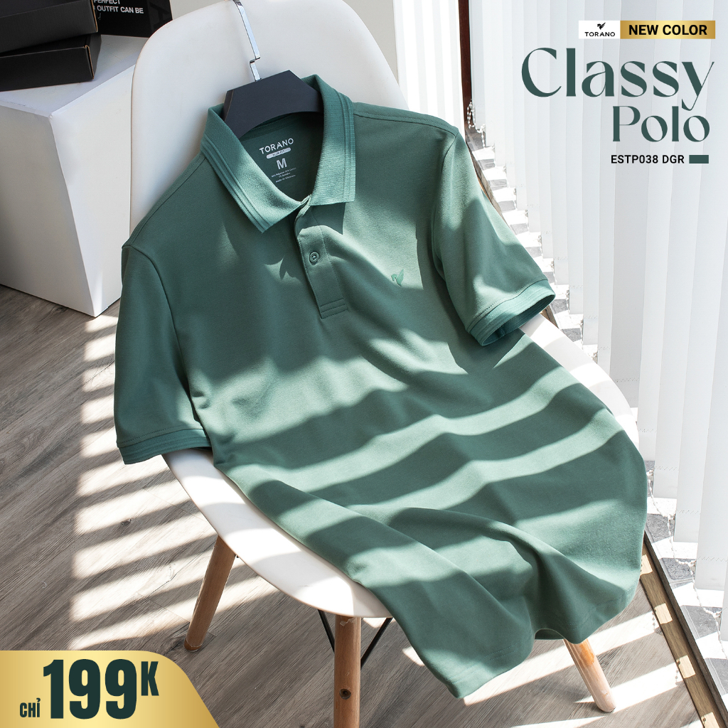 Áo Polo Nam TORANO chất thoáng khí thoải mái vải cotton trơn BASIC ESTP038