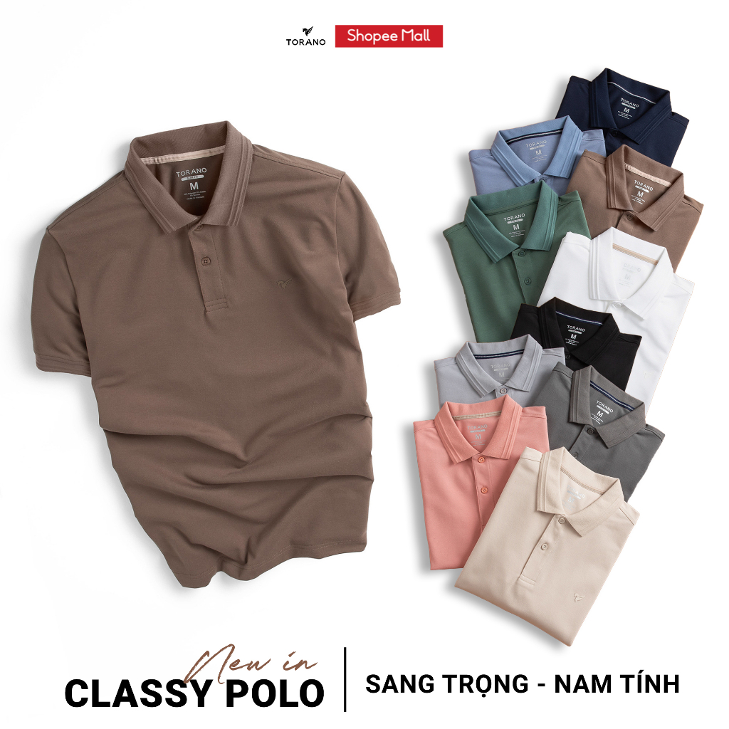 Áo Polo Nam TORANO chất thoáng khí thoải mái vải cotton trơn BASIC ESTP038