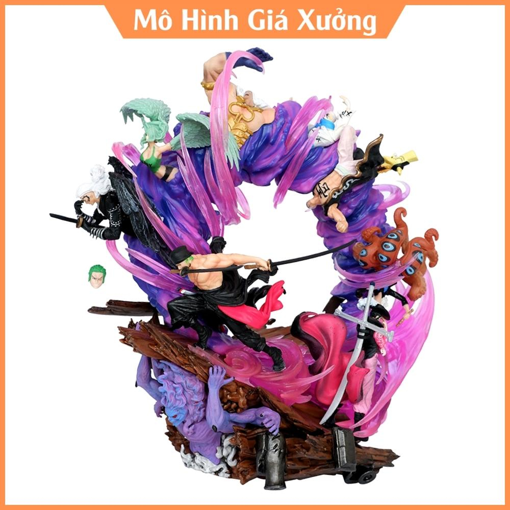 Mô Hình OnePiece Zoro và những bại tướng - Cao 23cm - nặng 1kg7 - FULL BOX - phụ kiện có 2 đầu + 4 kiếm, Figure OnePiece