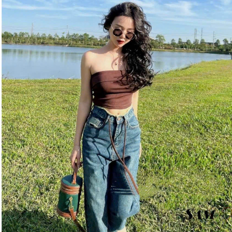 Áo Croptop Quây Chất Thun Len Tăm Dày Dặn Hack Dáng Freesize GOSS GA12 Phong Cách Sexy Cá Tính Trendy