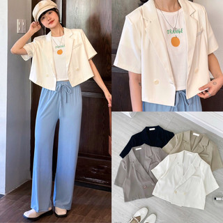 Áo vest tay ngắn túi mổ giả 2 nút 4 màu freesize Pumi 14852