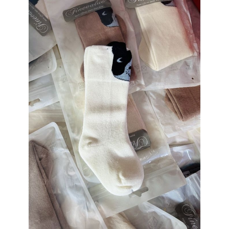 Tất vớ dài phủ bắp chân hình mặt cún đáng yêu style Hàn Quốc cho bé