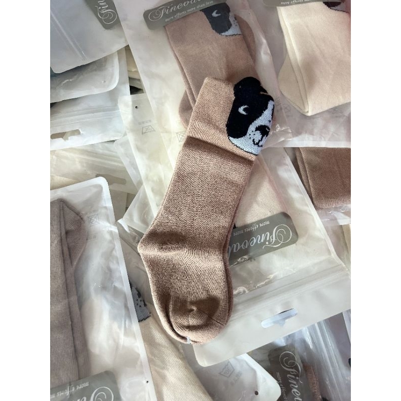 Tất vớ dài phủ bắp chân hình mặt cún đáng yêu style Hàn Quốc cho bé