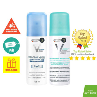 Vichy Desodorant Anti-Transpirant 48h & Déodorant Minéral 48H MgO - Xịt Khử Mùi Vichy 125ml